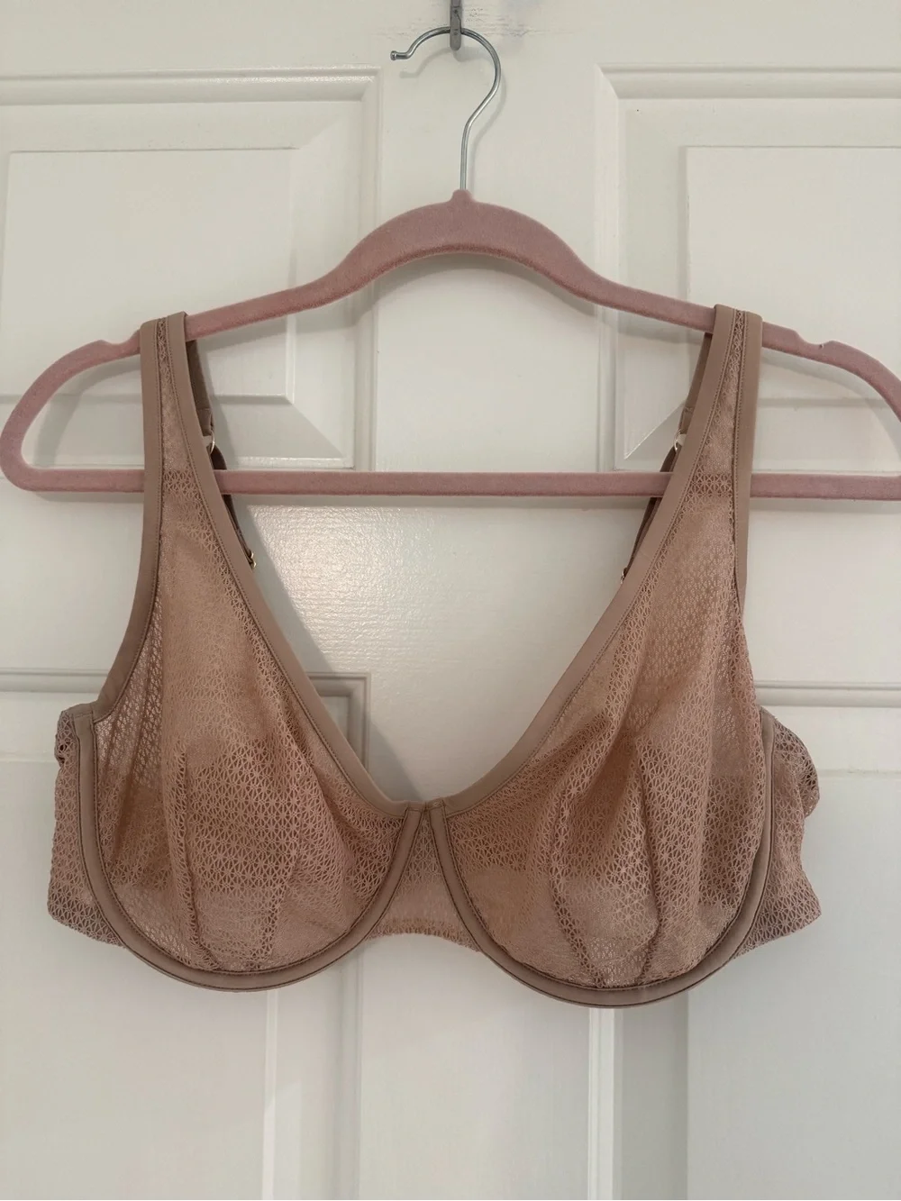 Thirdlove Unlined Modern Mesh Scoop Bra Beige Underwire 36D